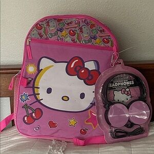 Hello Kitty Pink Backpack with Headphones